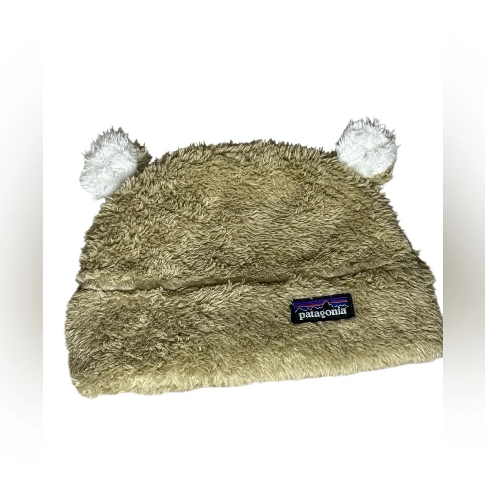 Patagonia Baby Furry Friends Tan Fleece Bear Beanie Hat - 6M